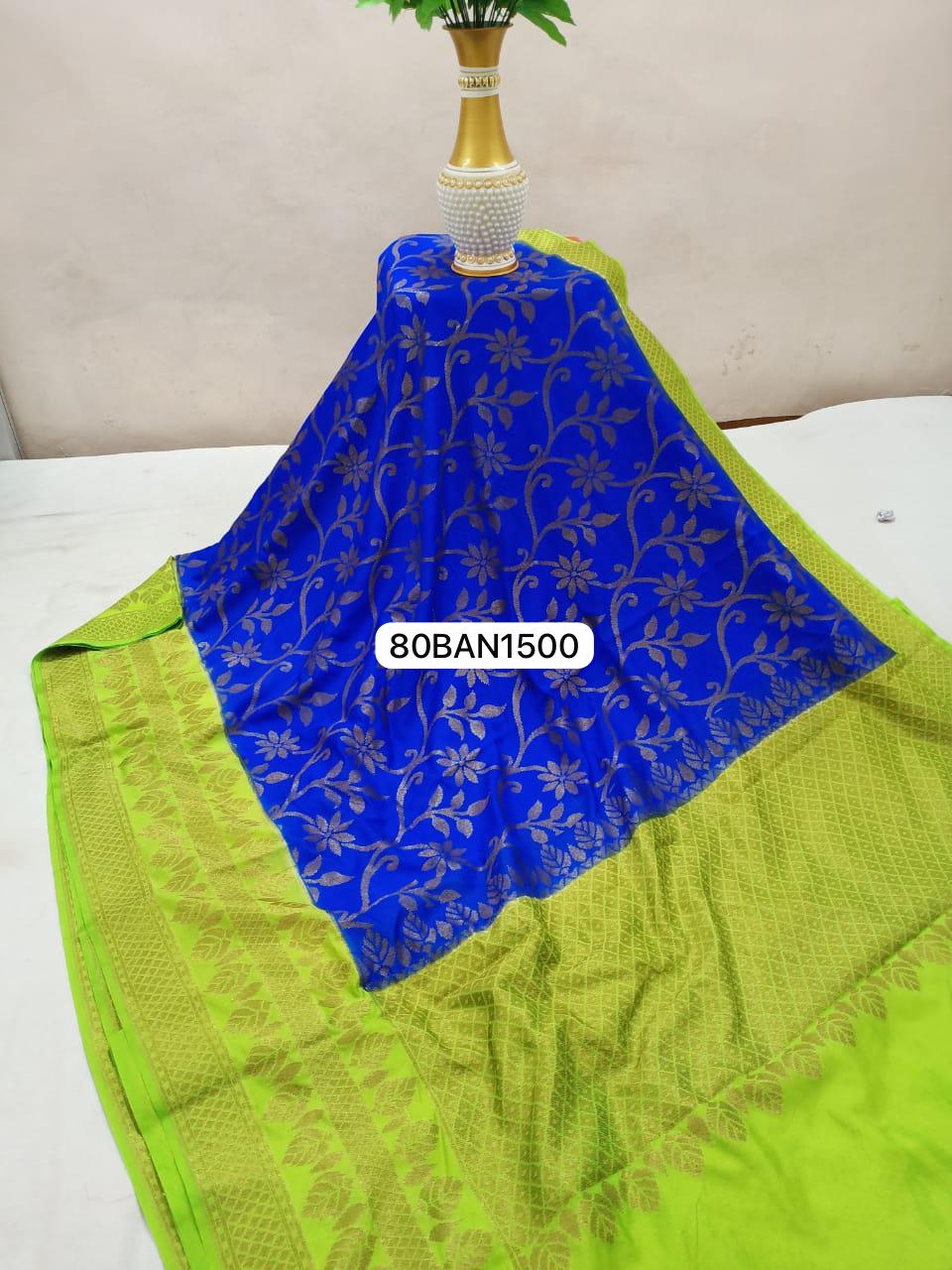 Blue Green- Banarasi Semi Dupion Silk Saree