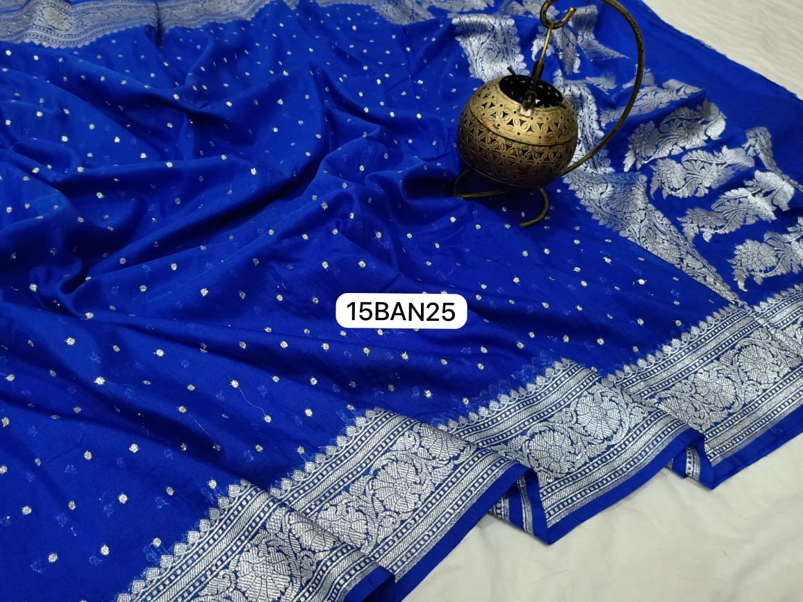 Royal Blue- Banarasi Georgette Katan Silk Saree