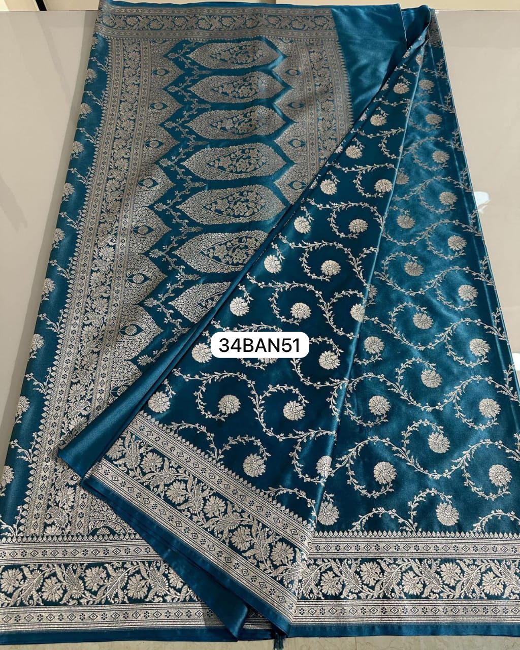 Peacock Green- Banarasi Masru Pure Silk Saree.