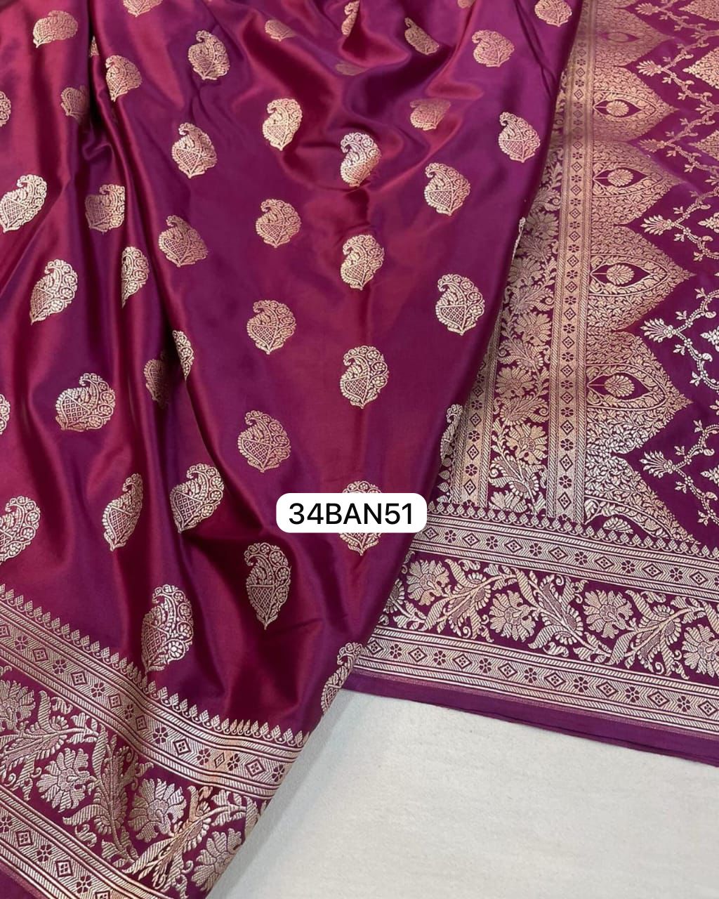 Magenta Pink- Banarasi Masru Pure Silk Saree.