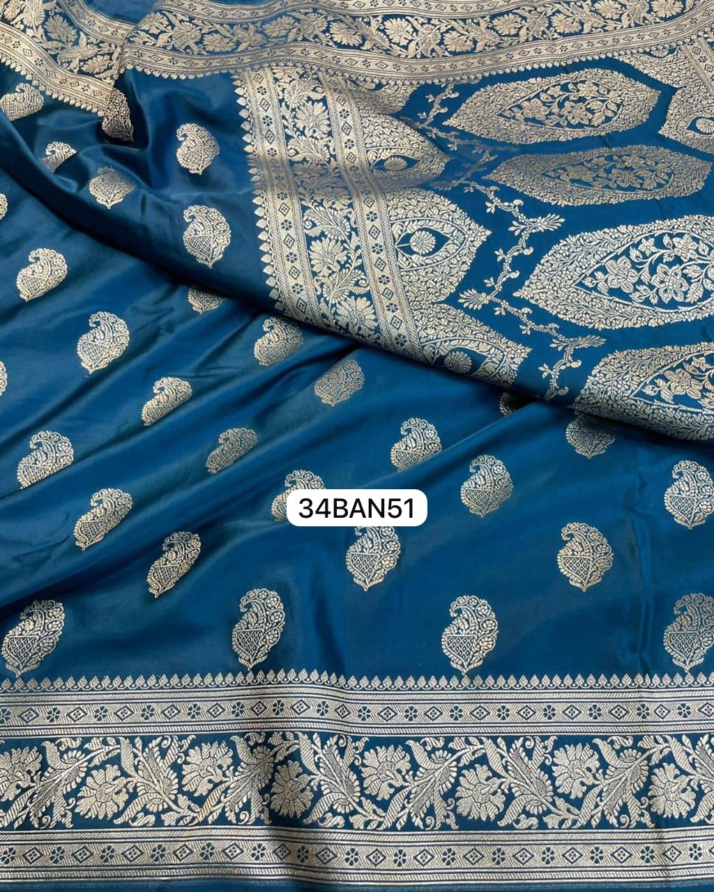 Blue- Banarasi Masru Pure Silk Saree.