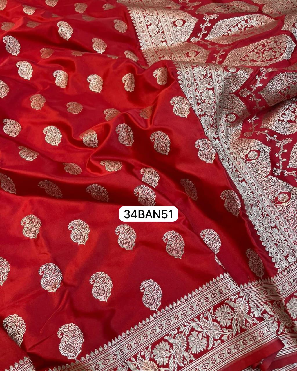 Red- Banarasi Masru Pure Silk Saree