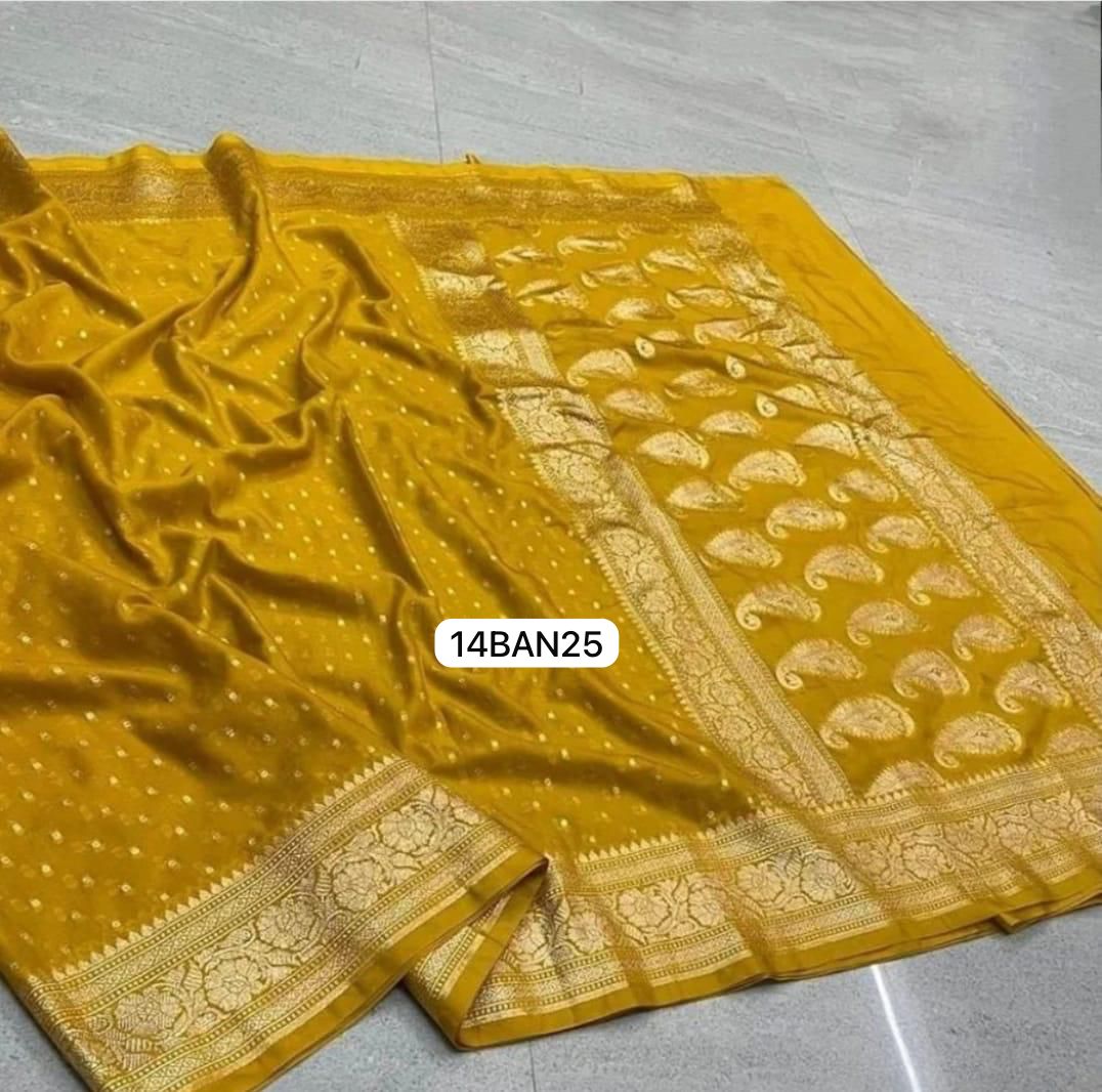 Yellow- Banarasi Georgette Katan Silk Saree