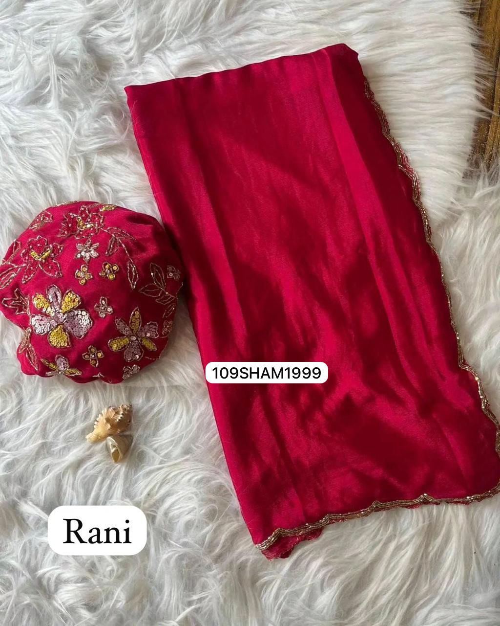 Red- Soft Chinon Pure Silk Saree