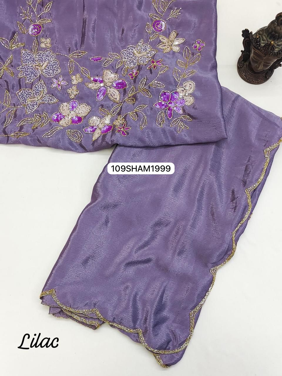 Lilac- Soft Chinon Pure Silk Saree
