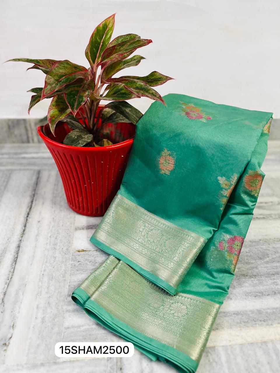 Green- Handwoven Banarasi Dayble Semi Georgette Saree