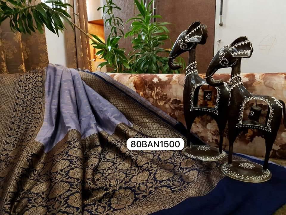 Purple & Royal Blue- Banarasi Semi Dupion Silk Saree