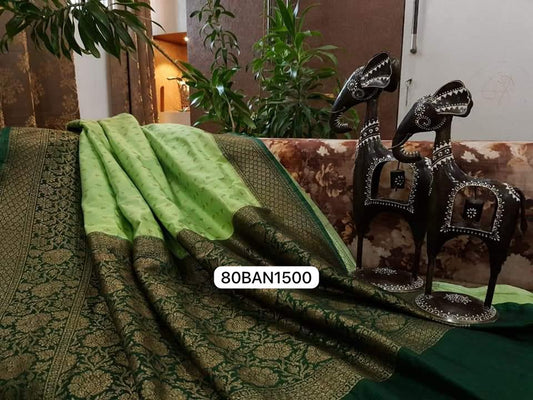 Green- Banarasi Semi Dupion Silk Saree