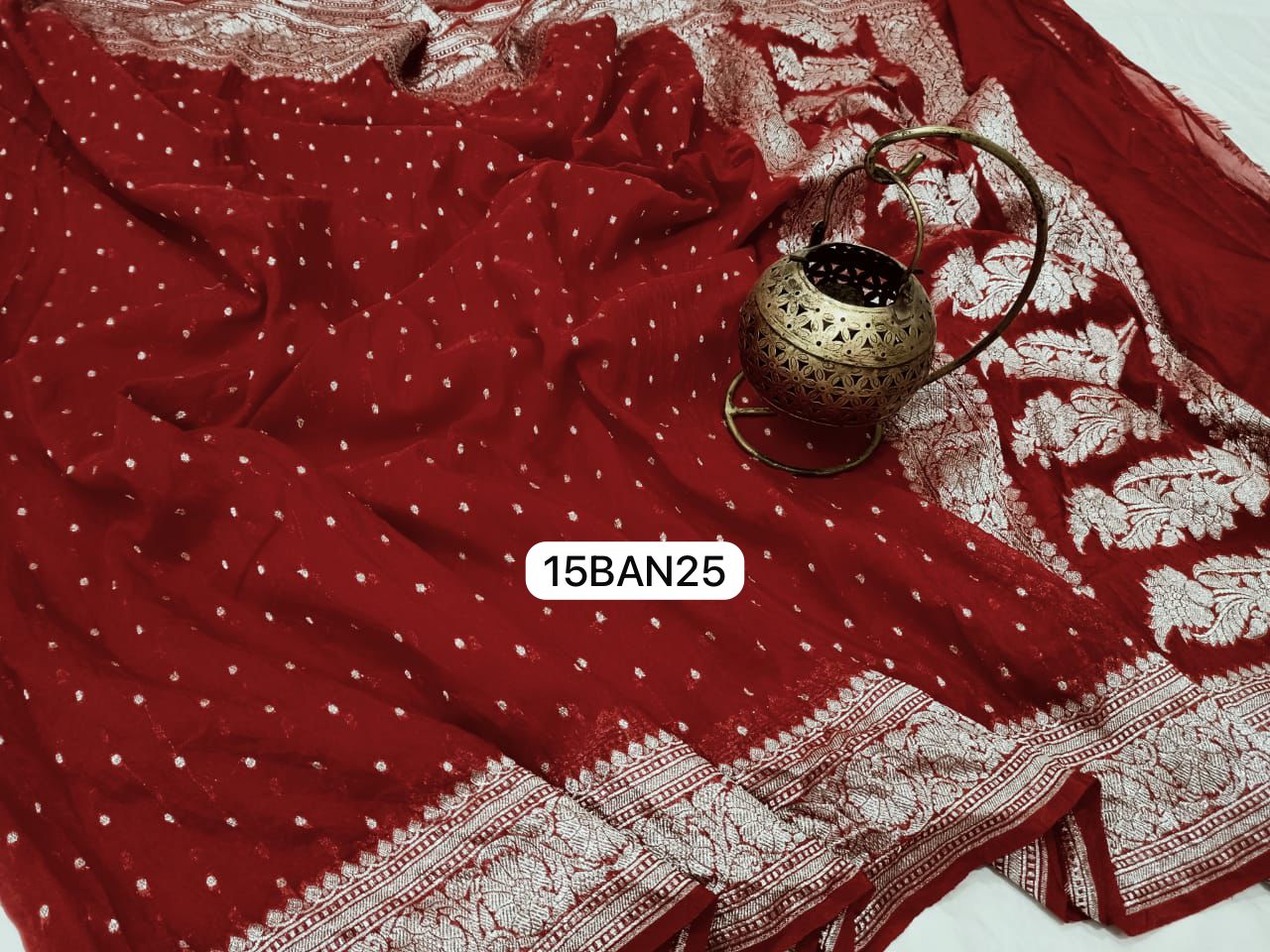 Maroon- Banarasi Georgette Katan Silk Saree