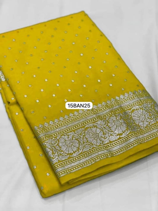 Yellow- Banarasi Georgette Katan Silk Saree