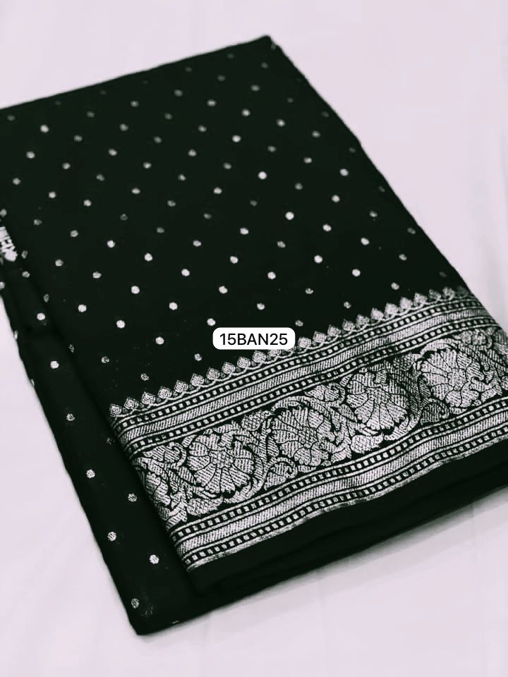 Black- Banarasi Georgette Katan Silk Saree