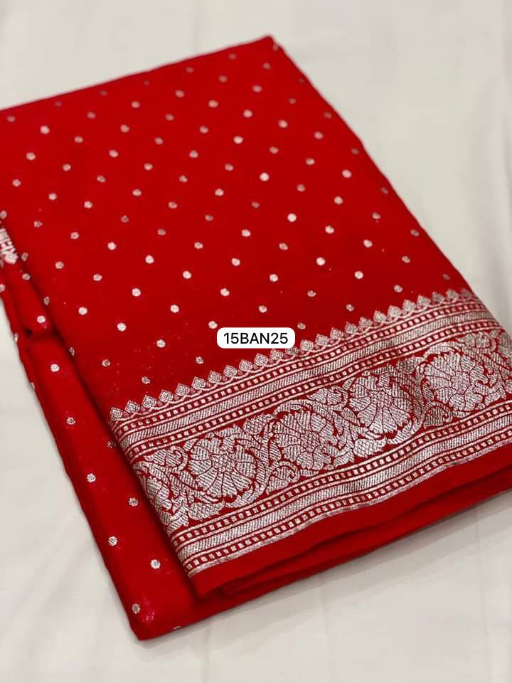 Red- Banarasi Georgette Katan Silk Saree
