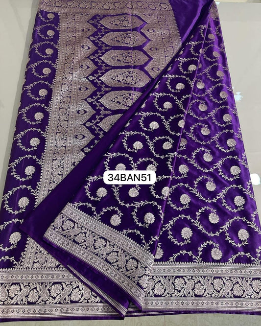 Purple- Banarasi Masru Pure Silk Saree
