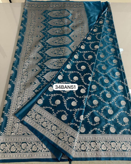 Peacock Green- Banarasi Masru Pure Silk Saree.