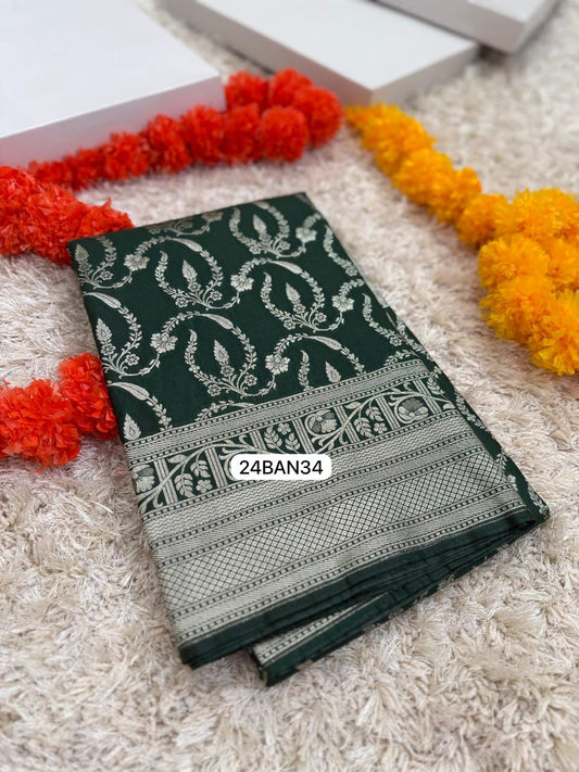 Green- Banarasi Masru Pure Silk Saree
