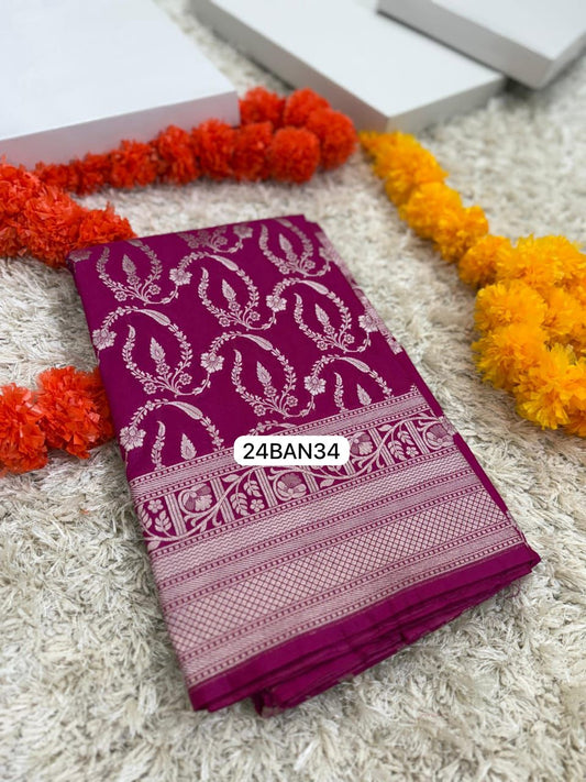 Pink- Banarasi Masru Pure Silk Saree