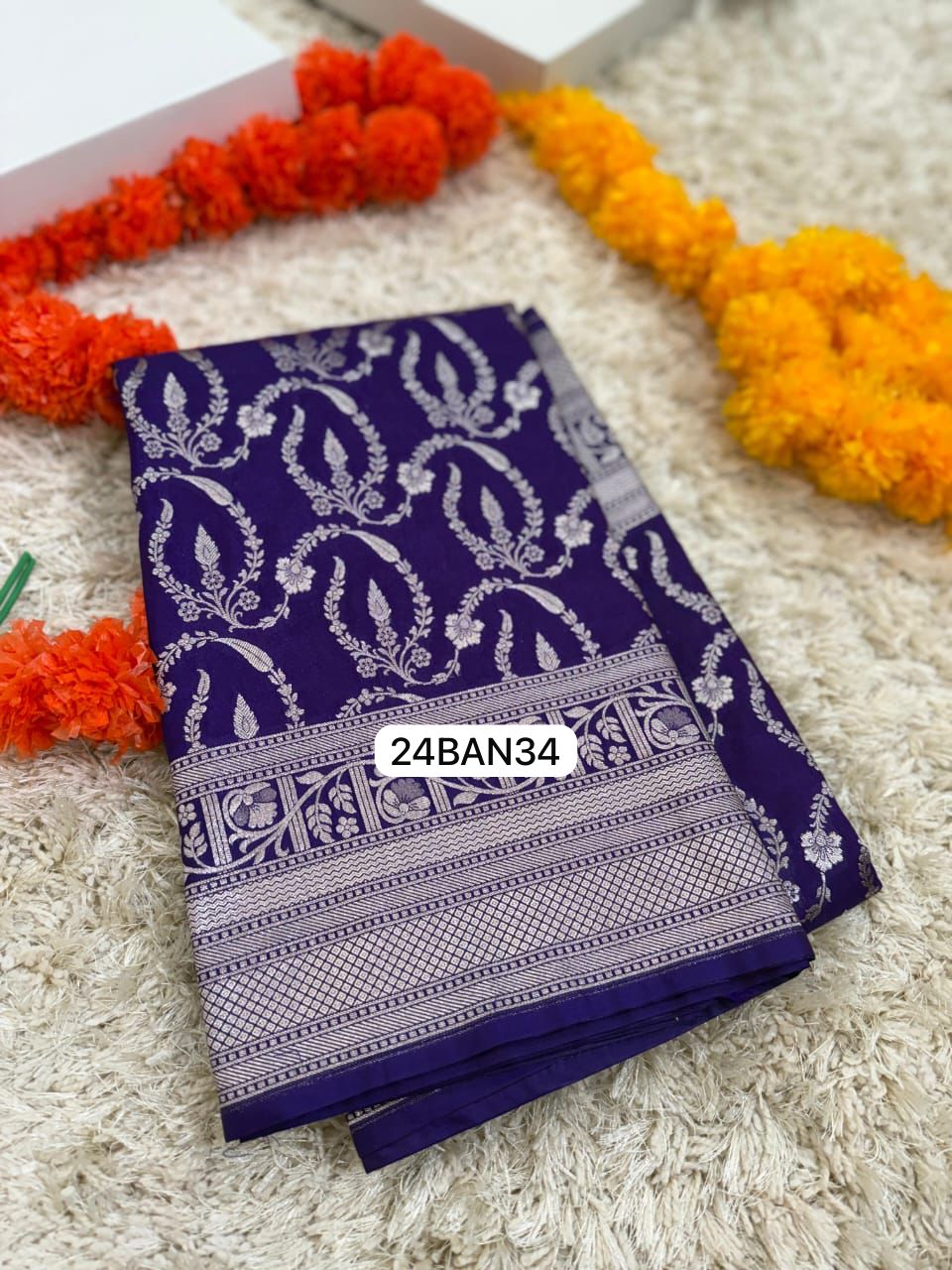 Purple- Banarasi Masru Pure Silk Saree.