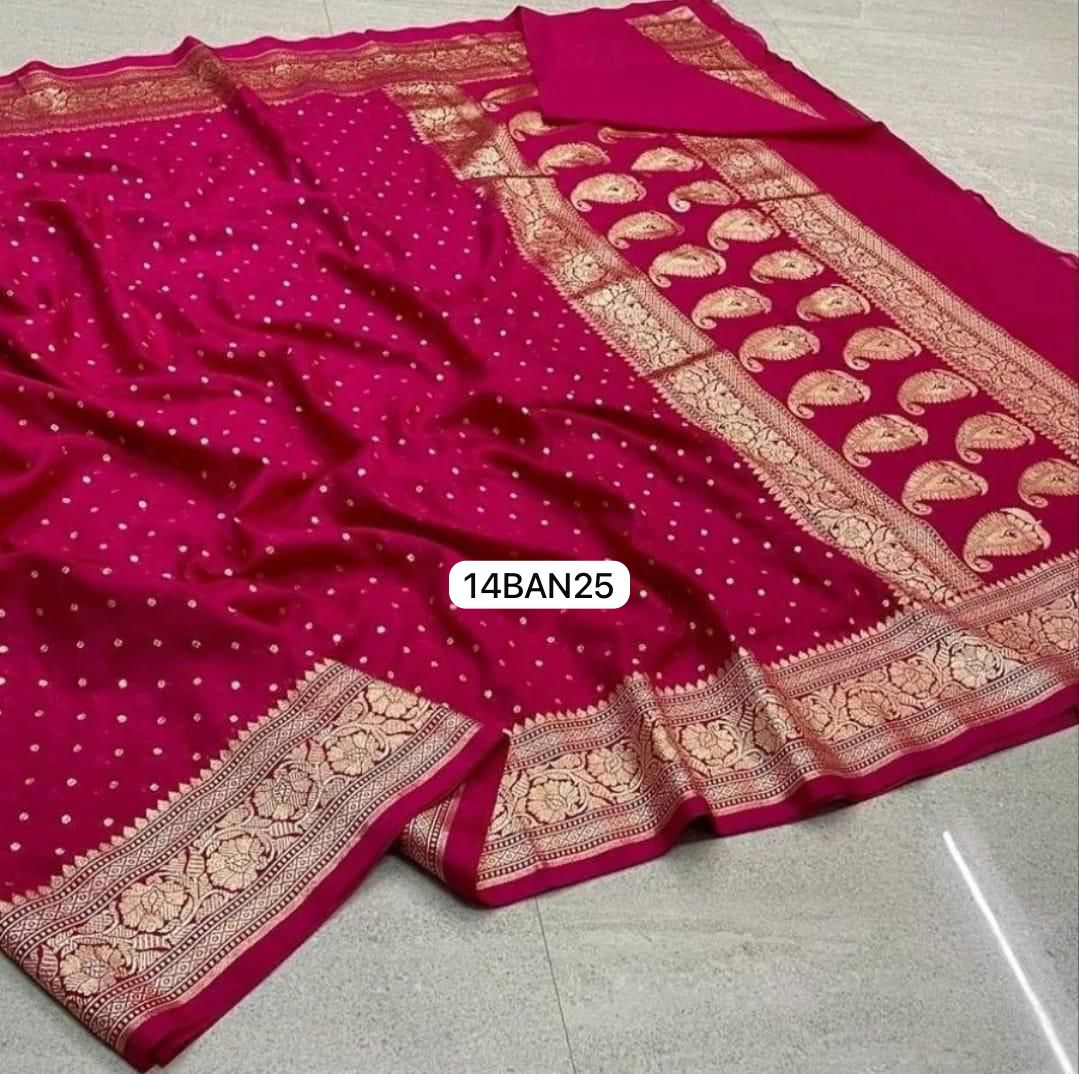 Pink-Banarasi Georgette Katan Silk Saree