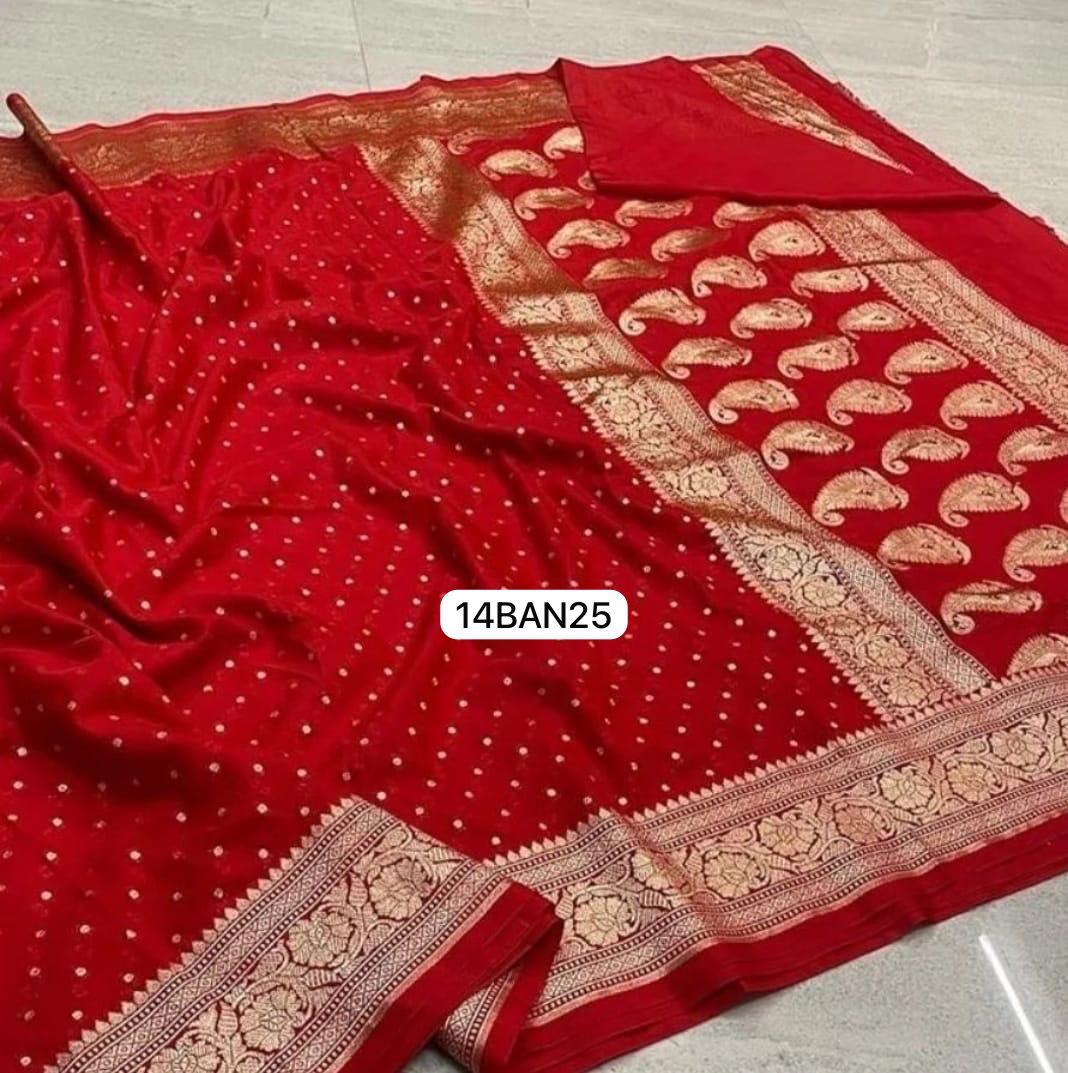 Red- Banarasi Georgette Katan Silk Saree