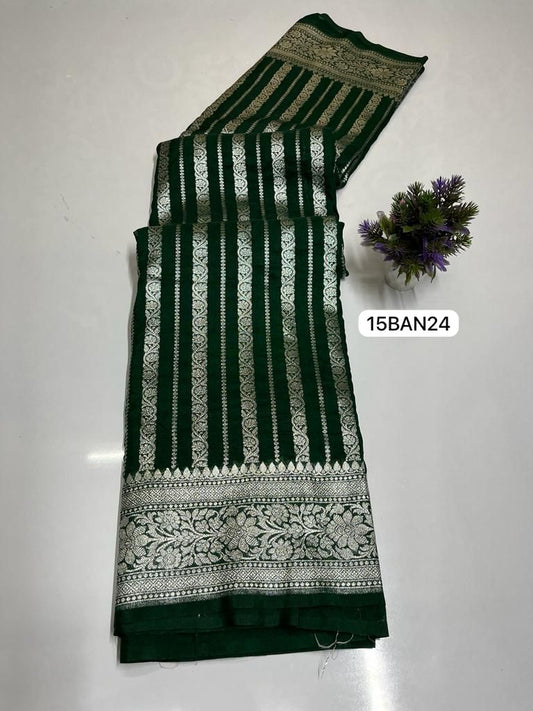 Green- Banarasi Georgette Katan Silk Saree