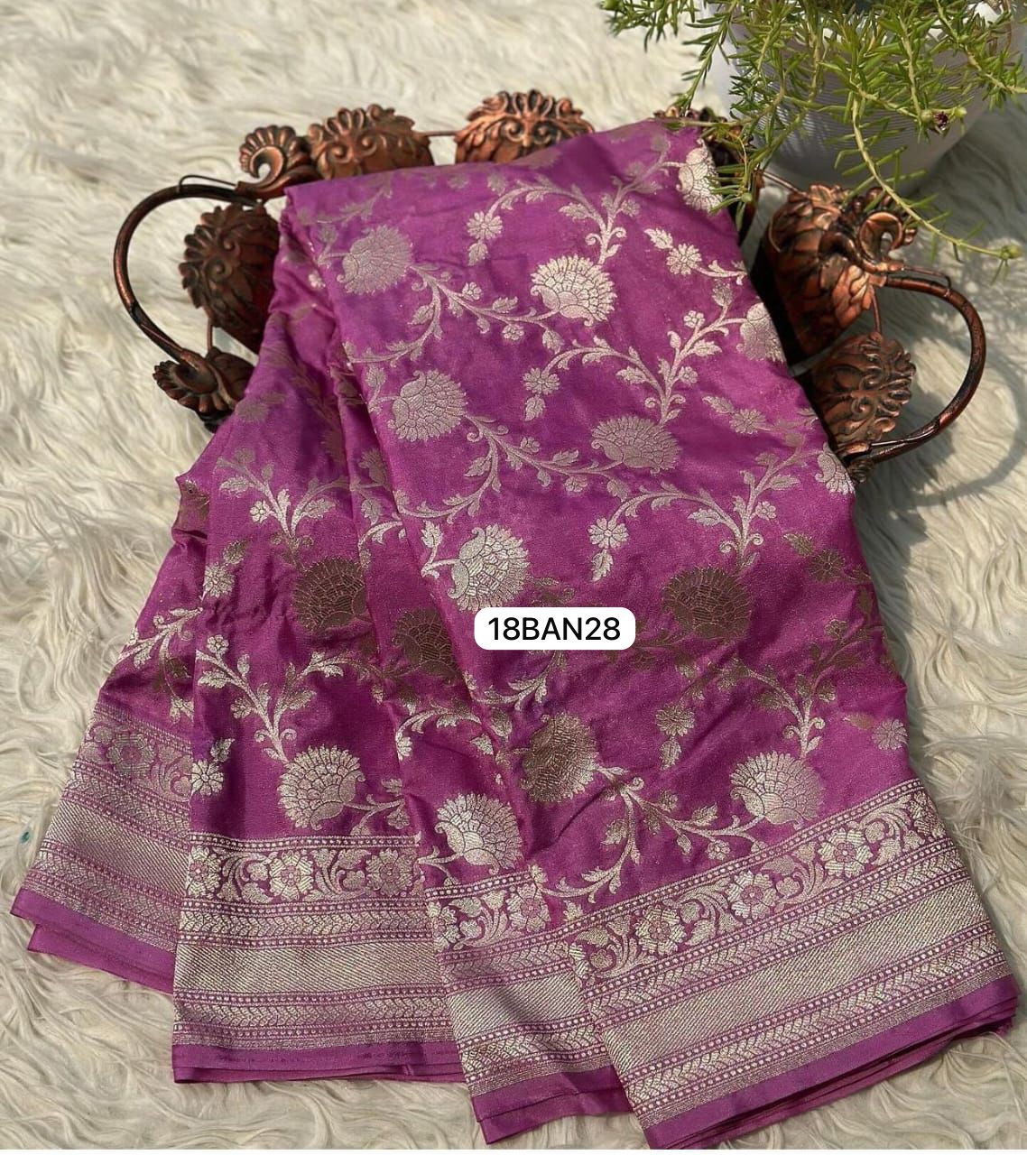 Pink- Banarasi Masru Pure Silk Saree.