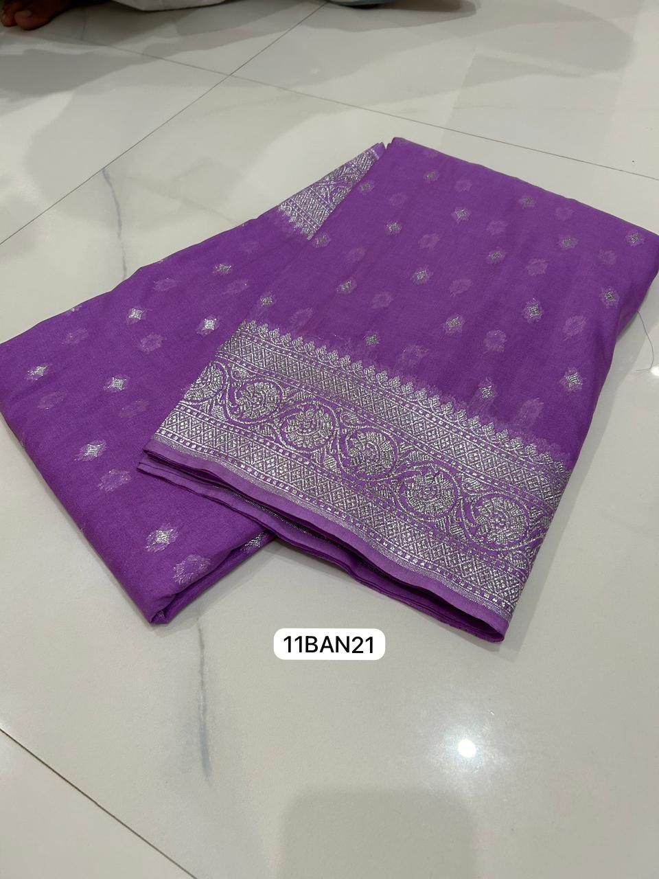 Purple- Banarasi Georgette Katan Silk Saree