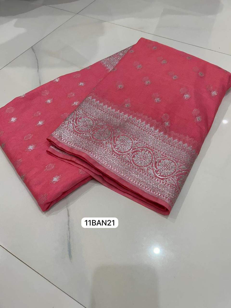 Pink- Banarasi Georgette Katan Silk Saree