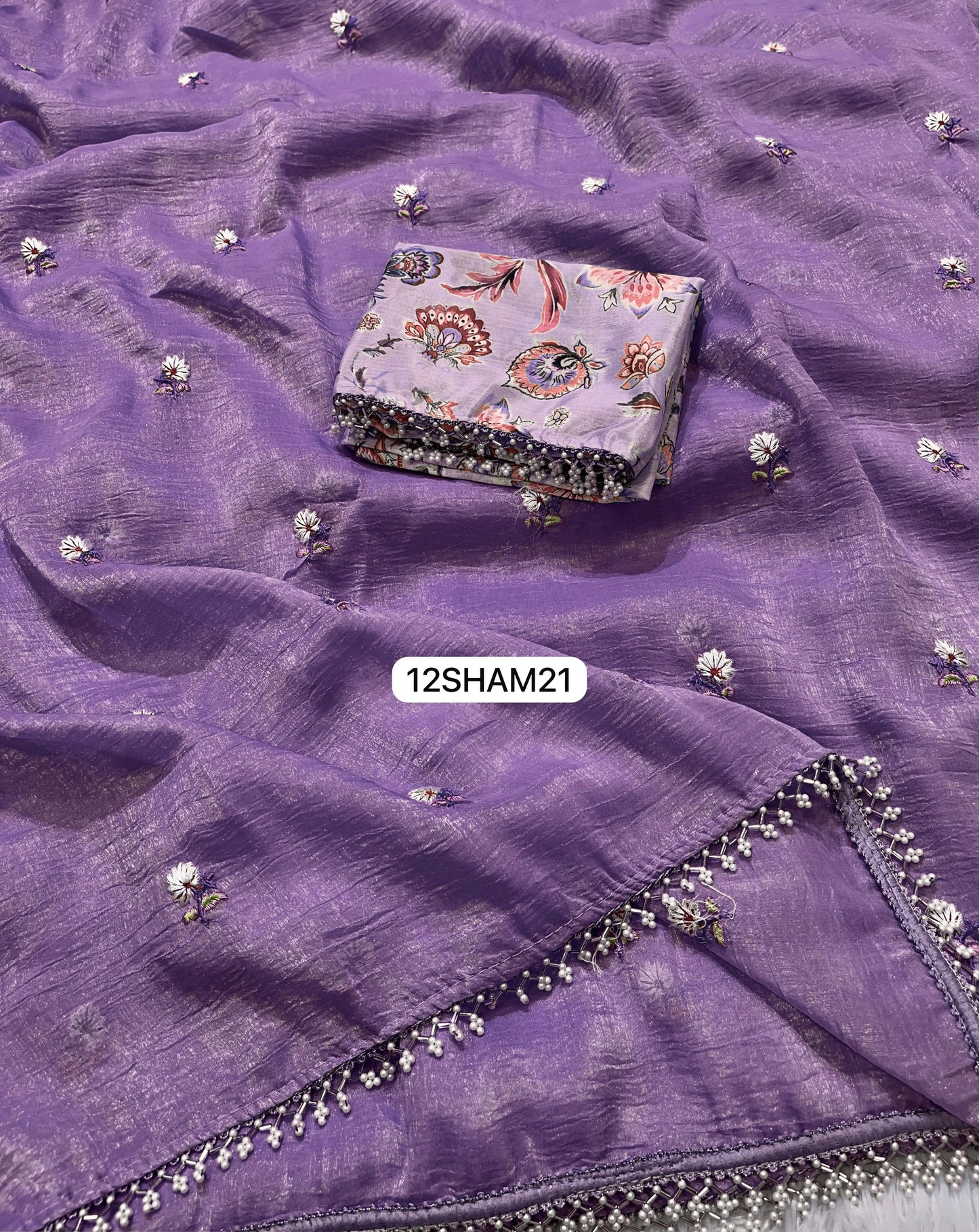 Purple- Chiffon Crush Saree