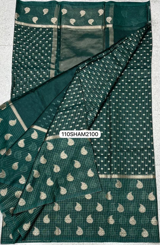 Green- Handwoven Banarasi Dyeble Warm Silk Saree