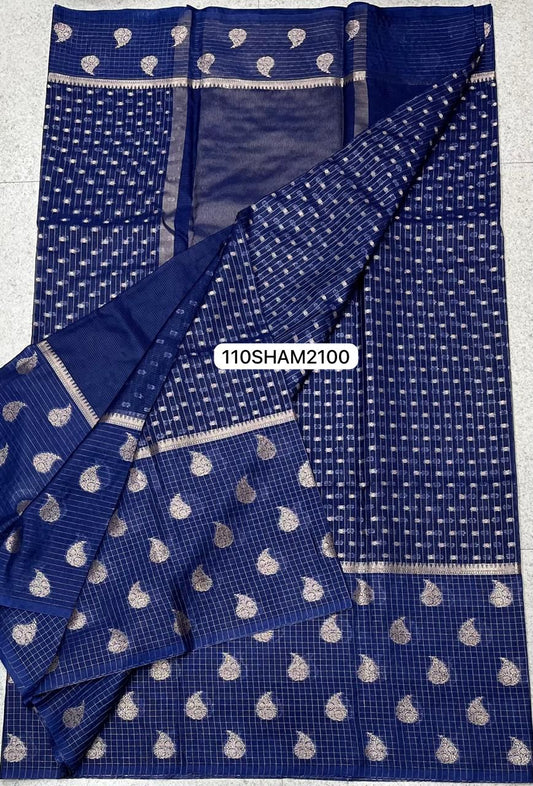 Royal Blue- Handwoven Banarasi Dyeble Warm Silk Saree