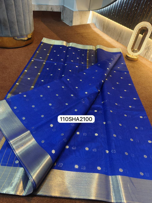 Dark Blue- Handwoven Banarasi Dyeble Warm Silk Saree
