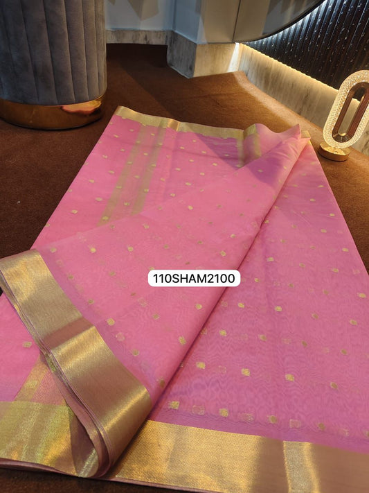 Pink- Handwoven Banarasi Dyeble Warm Silk Saree