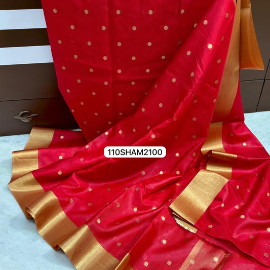 Red- Handwoven Banarasi Dyeble Warm Silk Saree