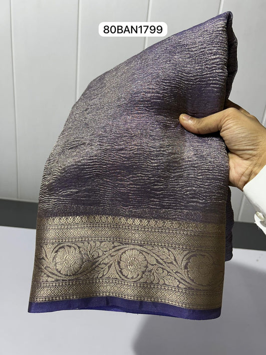 Purple- Tissue Crush Soft Silk Saree