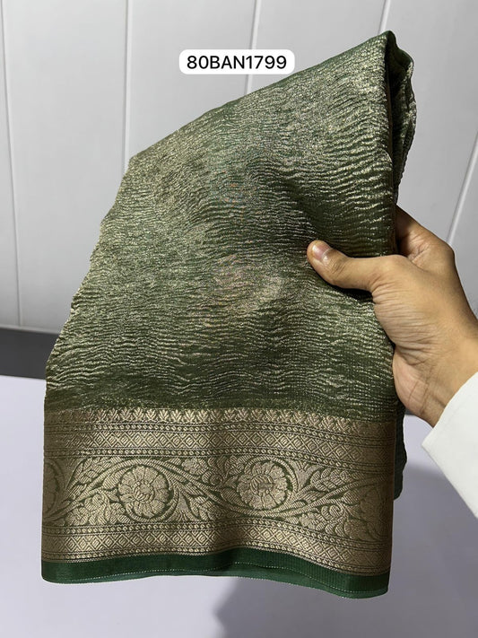 Green- Tissue Crush Soft Silk Saree