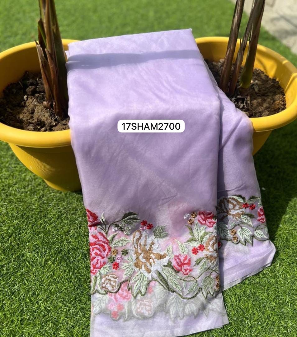 Lilac- Handwoven Banarasi Dyeble Embroidery Cutwork Organza Silk Saree