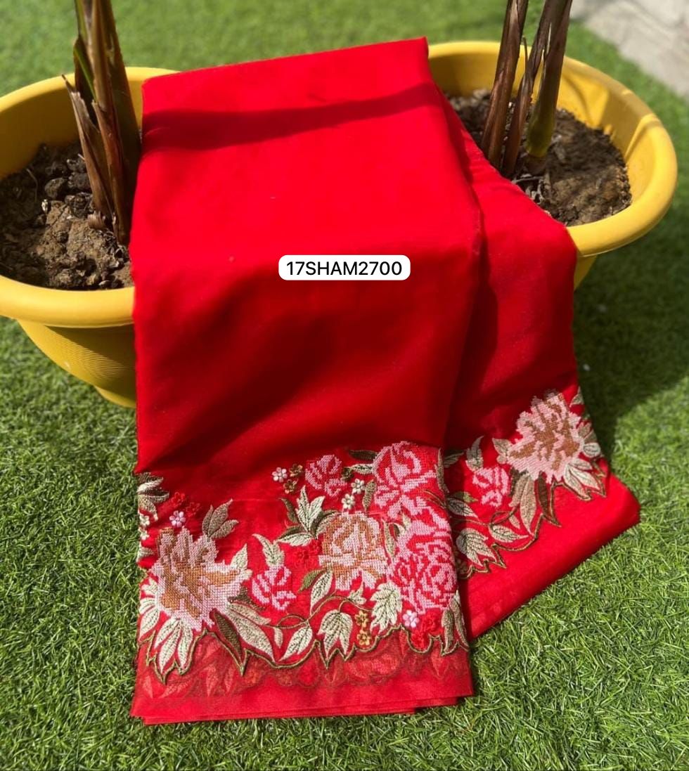 Red- Handwoven Banarasi Embroidery Cutwork Organza Silk Saree