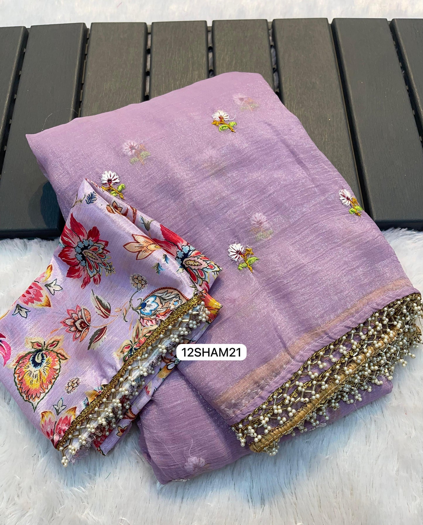 Purple- Chiffon Crush Saree