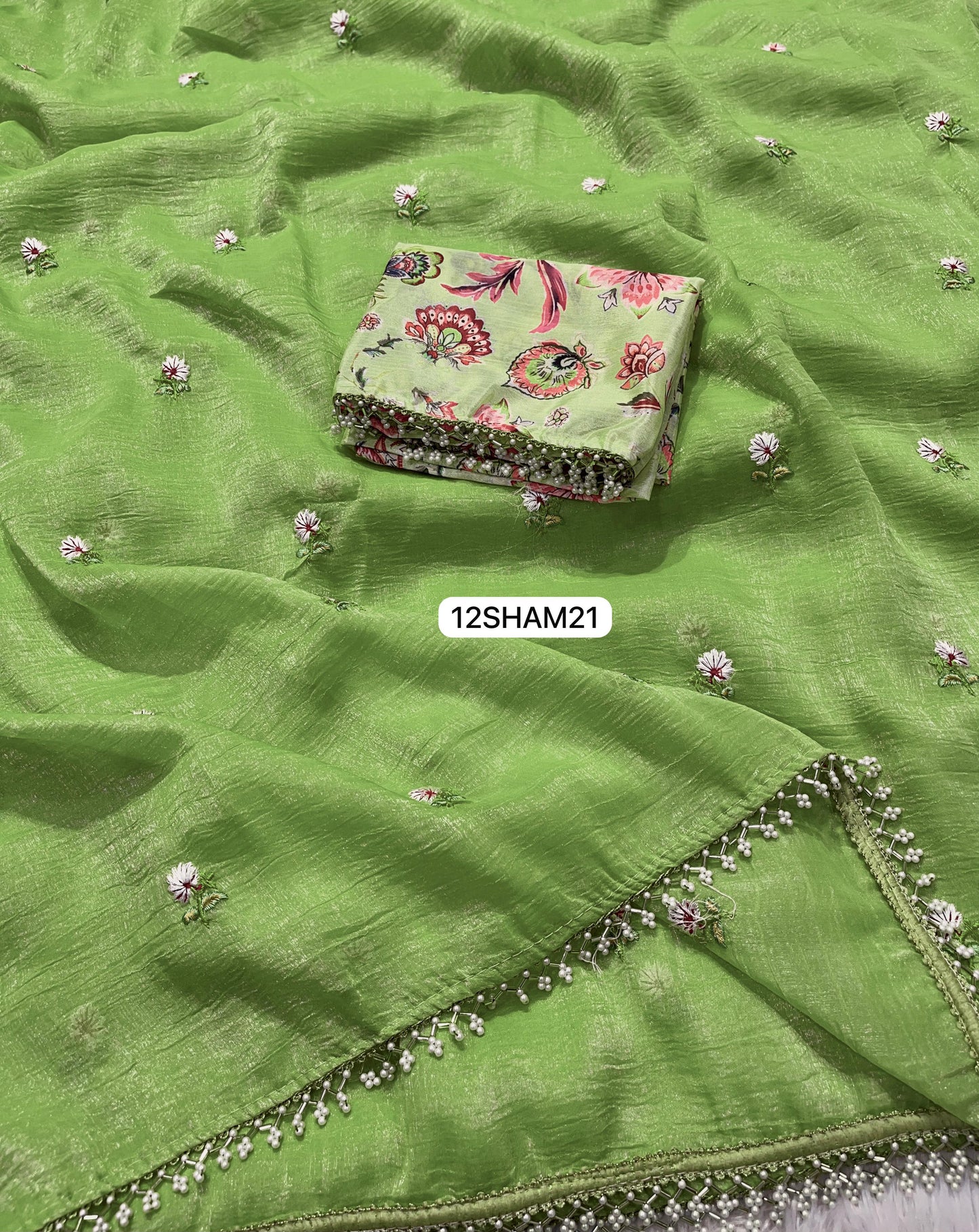 Green- Chiffon Crush Saree