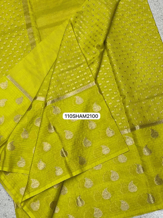 Mustard Yellow- Handwoven Banarasi Dyeble Warm Silk Saree