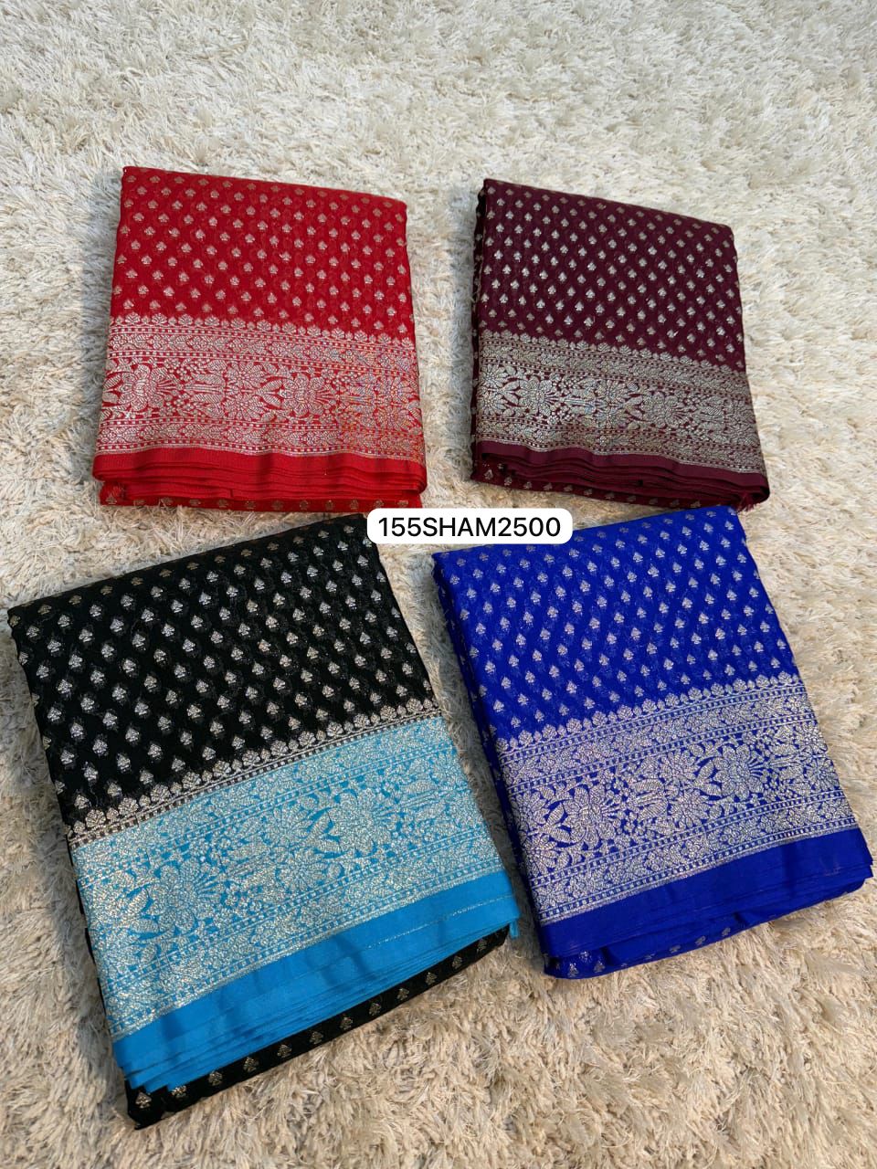 Black & Blue- Handwoven Banarasi Dyeble Katan Georgette Saree