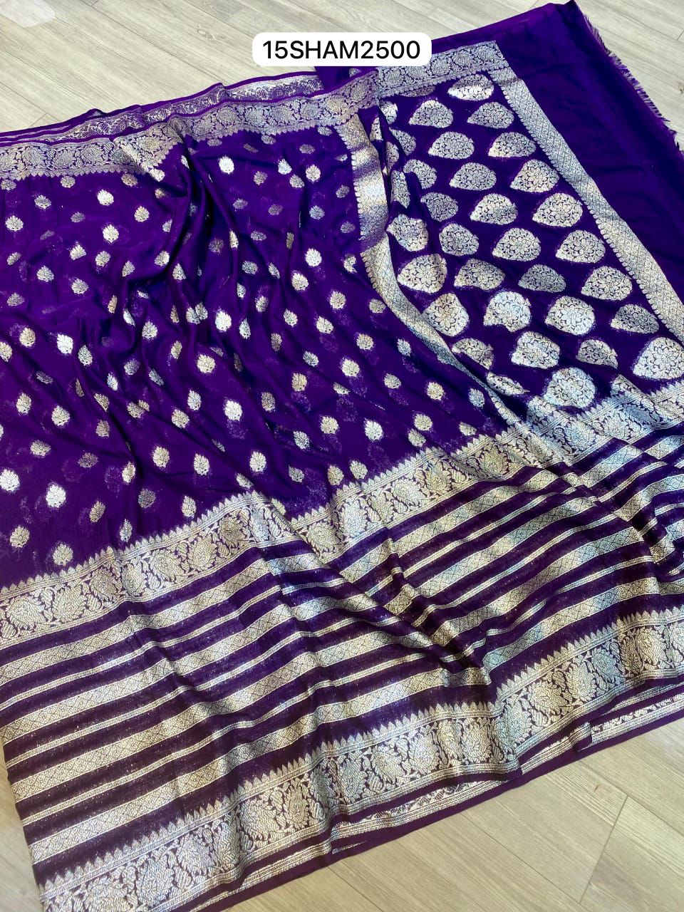 Purple- Handwoven Banarasi Dyeble Katan Georgette Saree