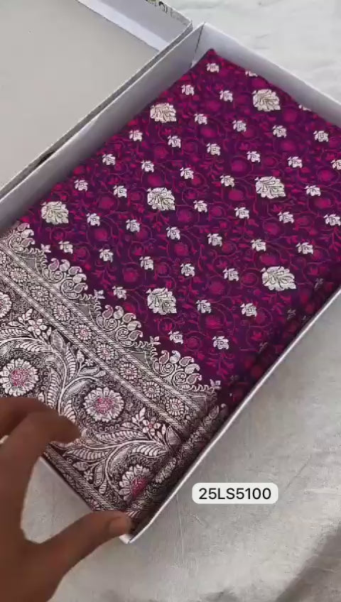 Wine Purple-Banarasi Mashru Silk Saree