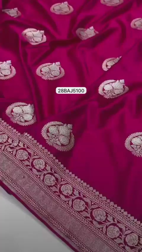 Red- Banarasi Mashru Silk Saree