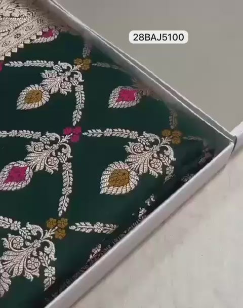 Green- Banarasi Mashru Silk Saree