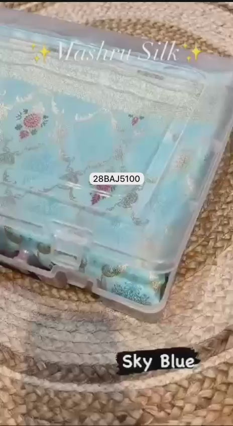 Sky Blue- Banarasi Mashru Silk Saree