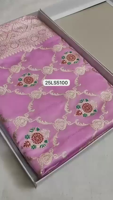 Pink- Banarasi Mashru Silk Saree