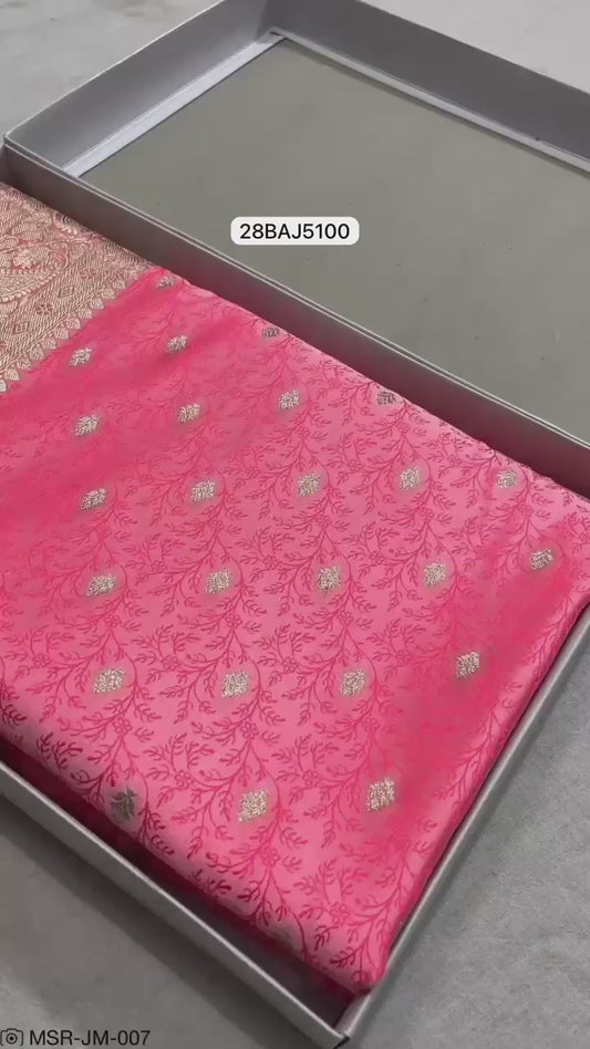 Pink- Banarasi Mashru Silk Saree