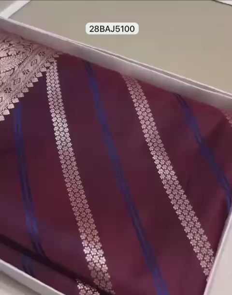 Maroon- Banarasi Mashru Silk Saree