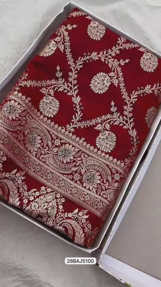 Red- Banarasi Mashru Silk Saree
